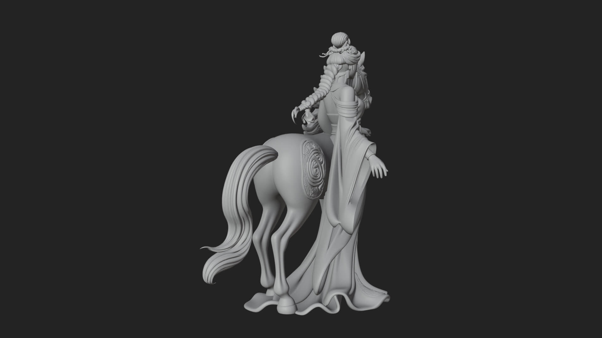 Woman with White Horse Statue Design 3 3D Print Model 3D Model