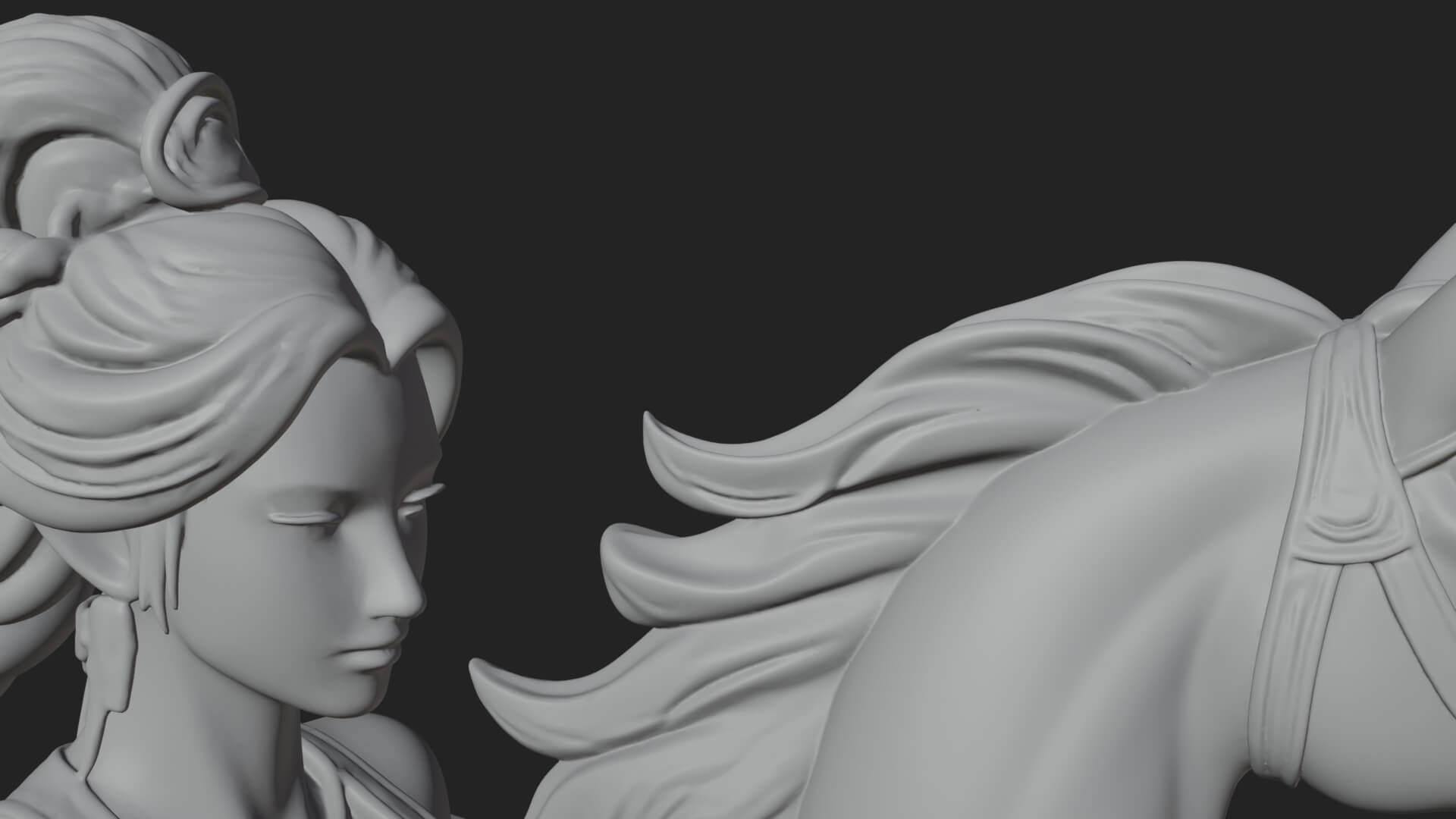 Woman with White Horse Statue Design 3 3D Print Model 3D Model