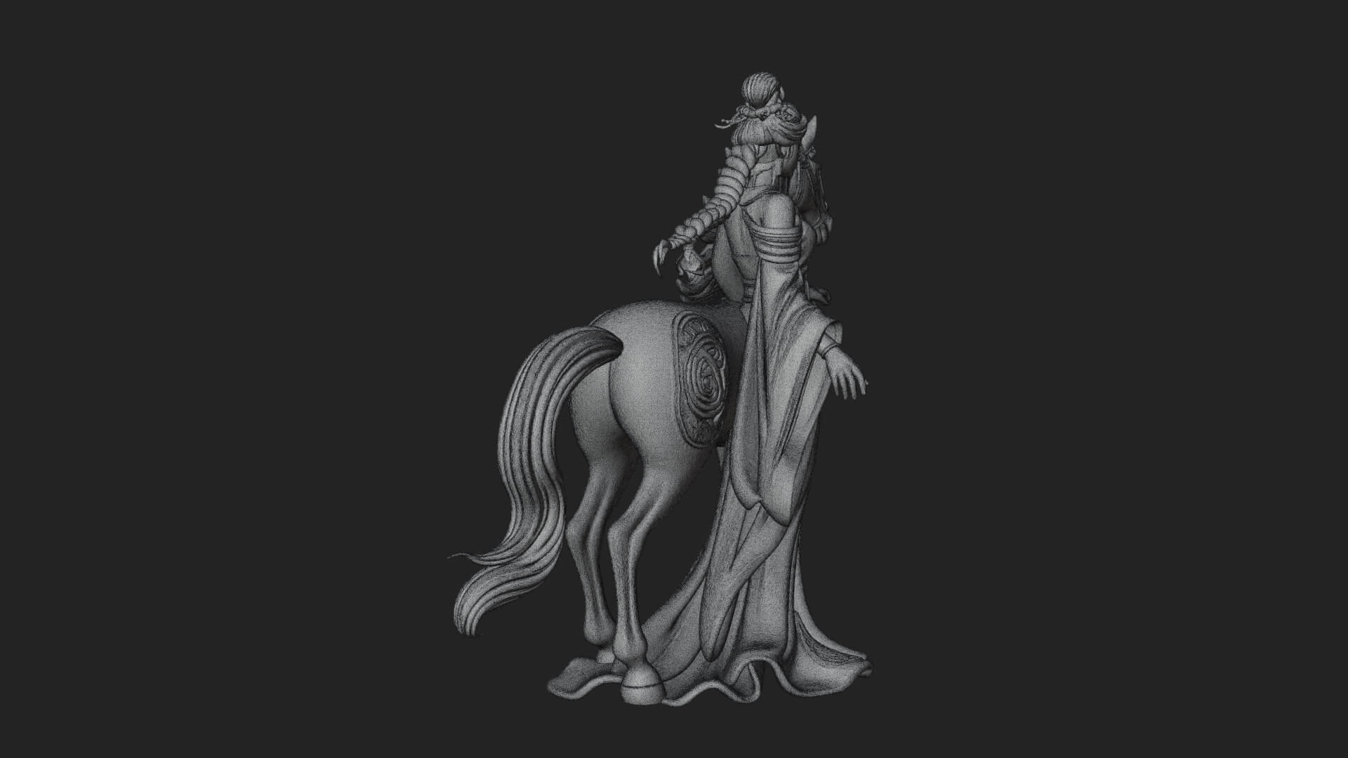 Woman with White Horse Statue Design 3 3D Print Model 3D Model