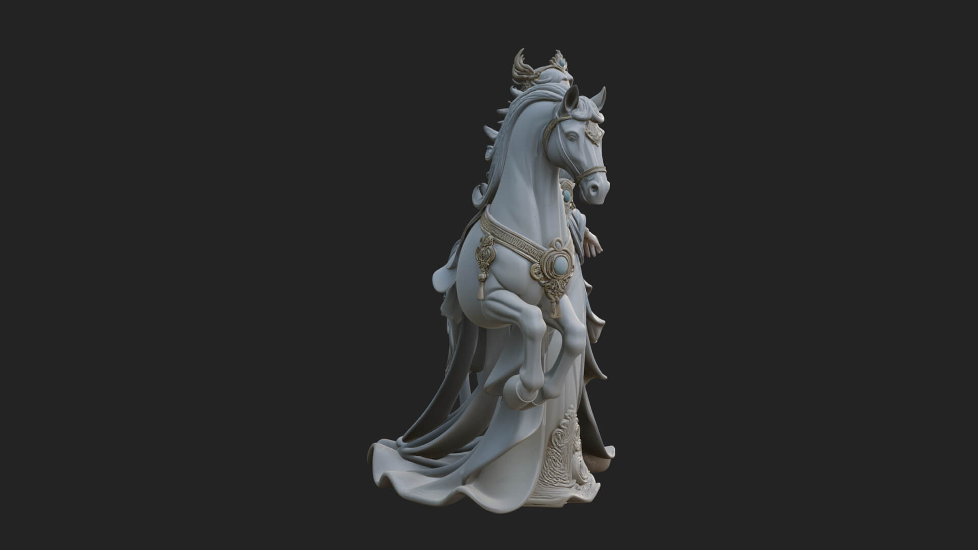 Woman with White Horse Statue Design 4 3D Print Model 3D Model