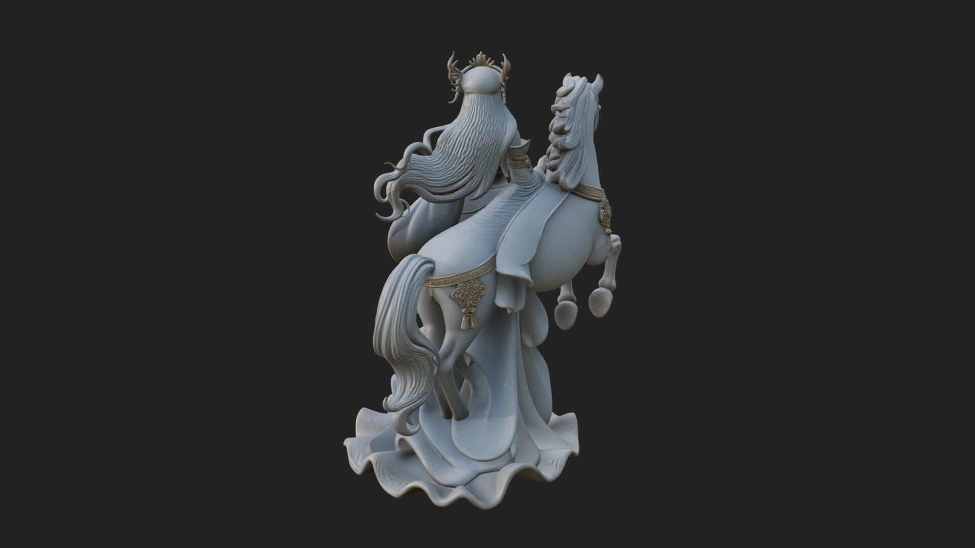 Woman with White Horse Statue Design 4 3D Print Model 3D Model