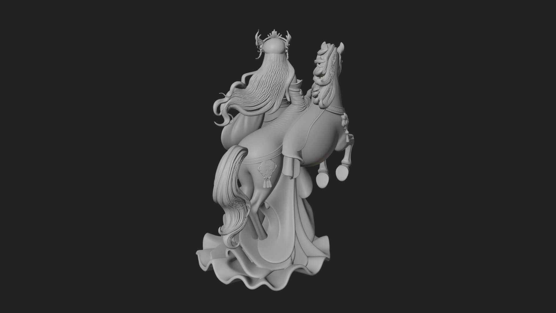 Woman with White Horse Statue Design 4 3D Print Model 3D Model
