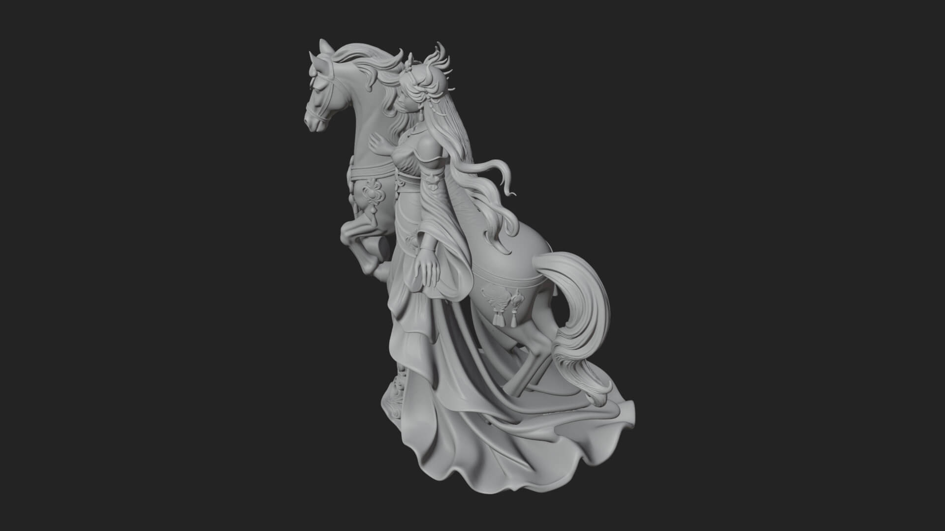 Woman with White Horse Statue Design 4 3D Print Model 3D Model