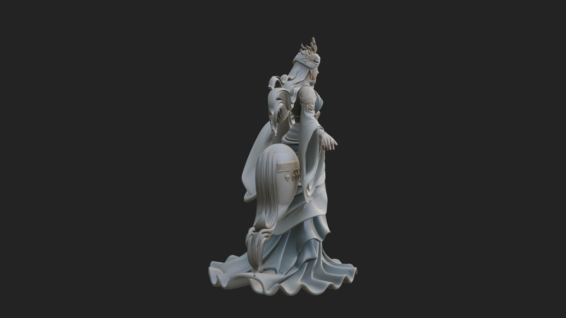 Woman with White Horse Statue Design 5 3D Print Model 3D Model
