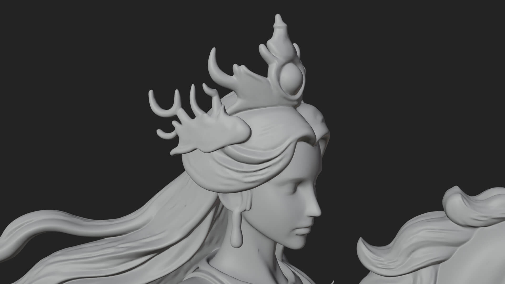 Woman with White Horse Statue Design 5 3D Print Model 3D Model