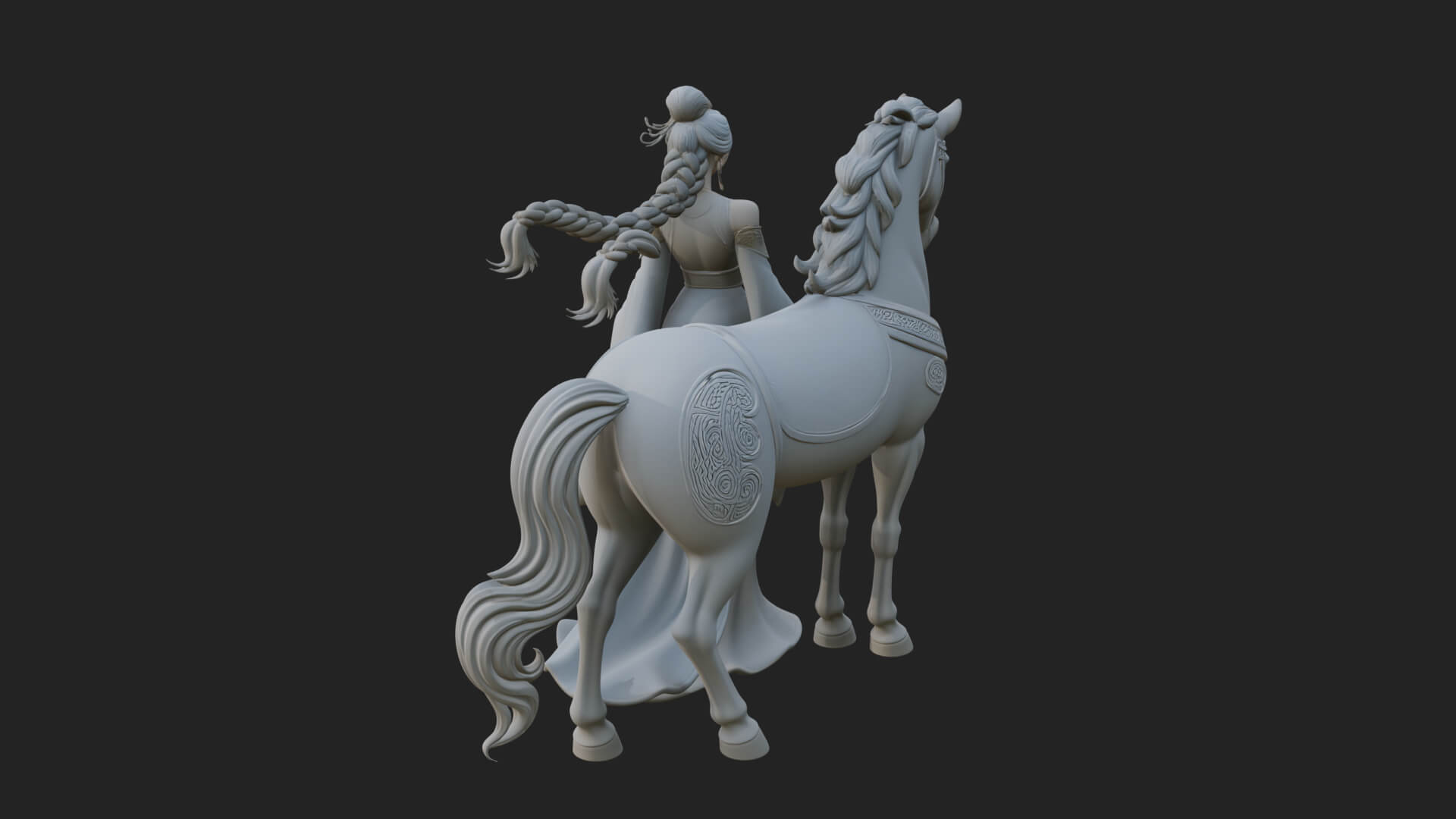 Woman with White Horse Statue Design 6 3D Print Model 3D Model