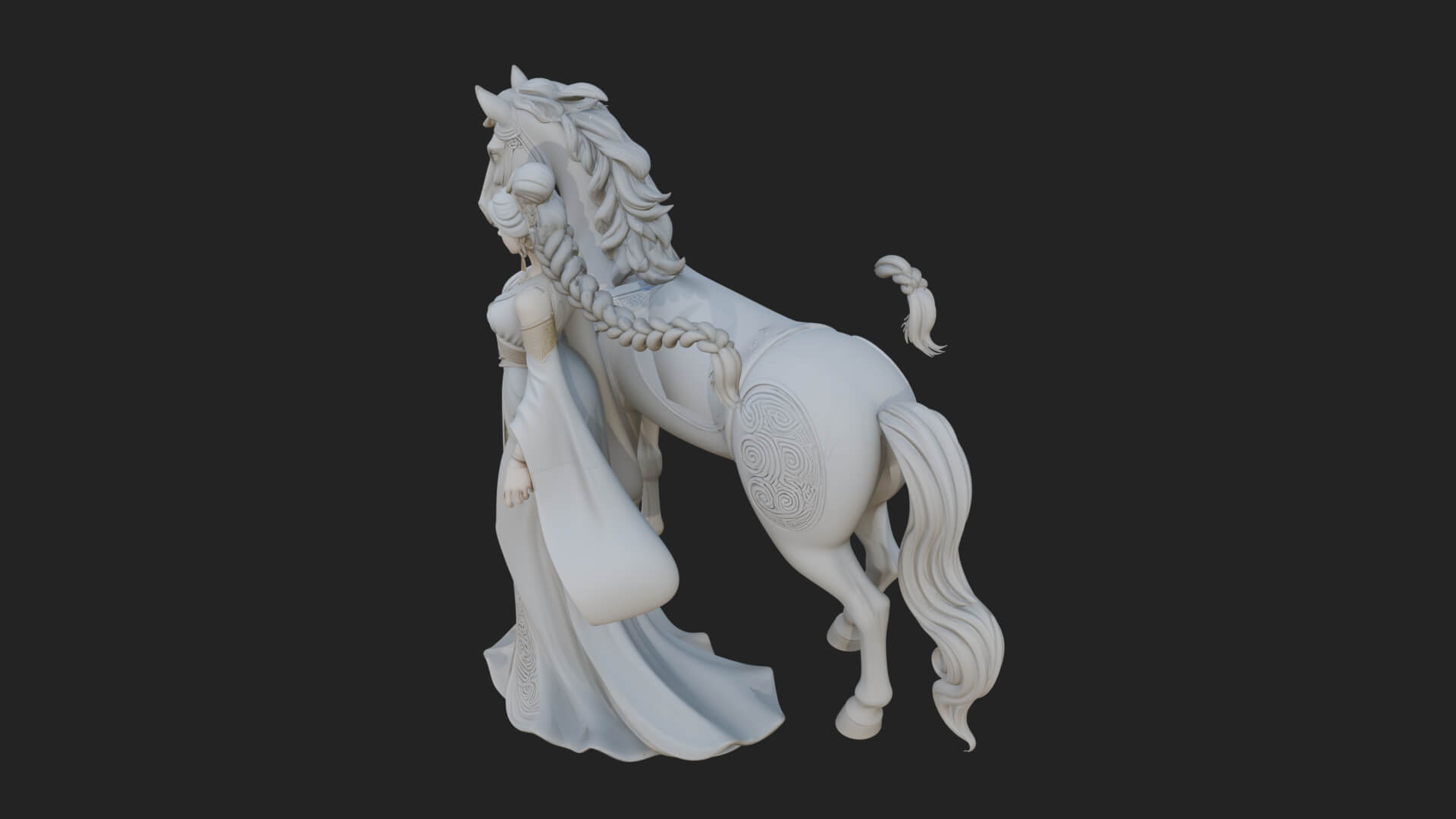 Woman with White Horse Statue Design 6 3D Print Model 3D Model