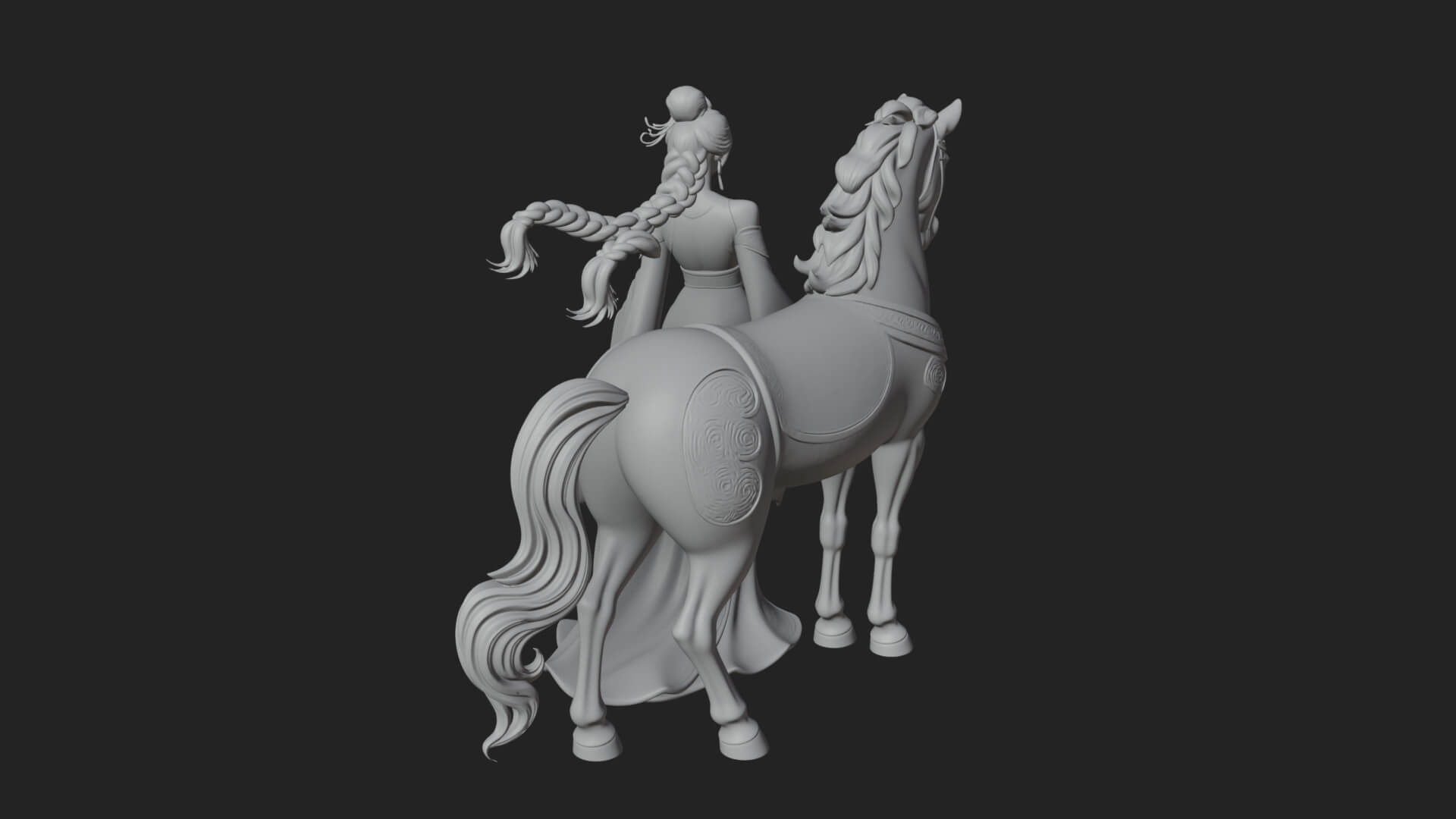 Woman with White Horse Statue Design 6 3D Print Model 3D Model