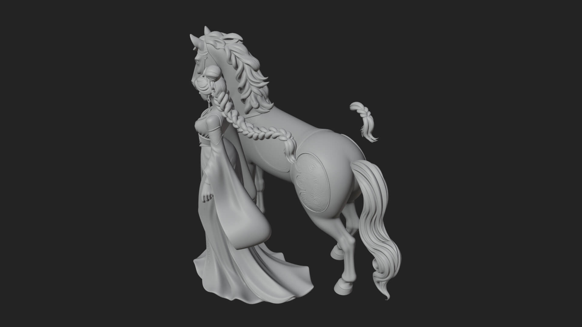 Woman with White Horse Statue Design 6 3D Print Model 3D Model