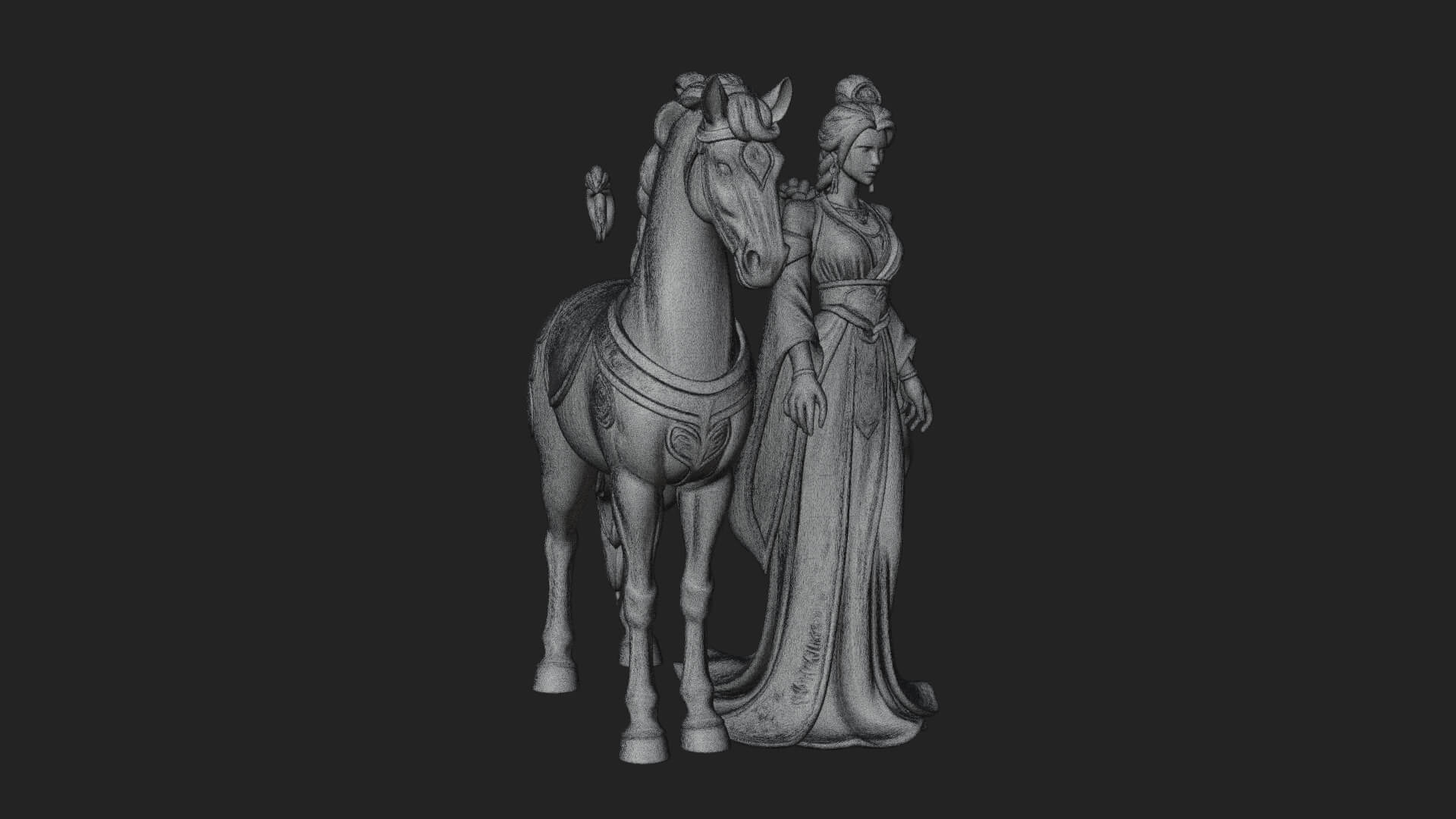 Woman with White Horse Statue Design 6 3D Print Model 3D Model