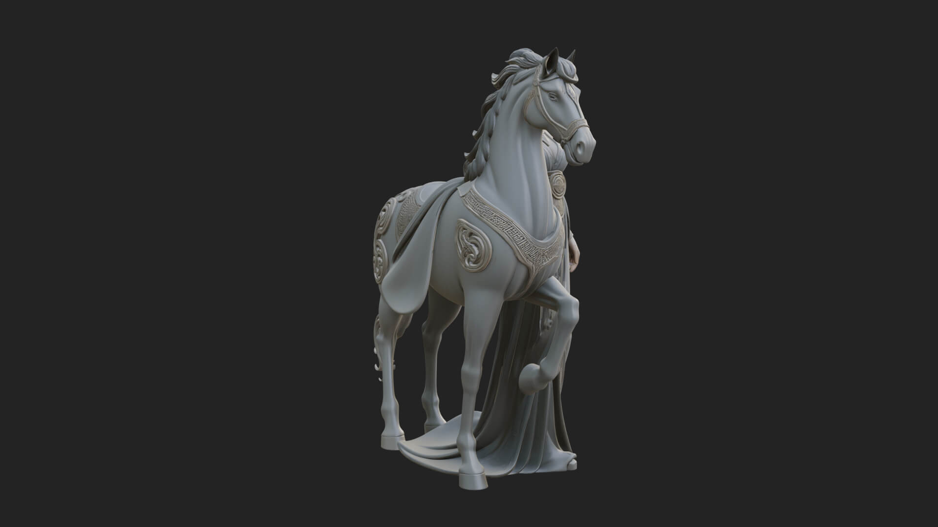 Woman with White Horse Statue Design 7 3D Print Model 3D Model