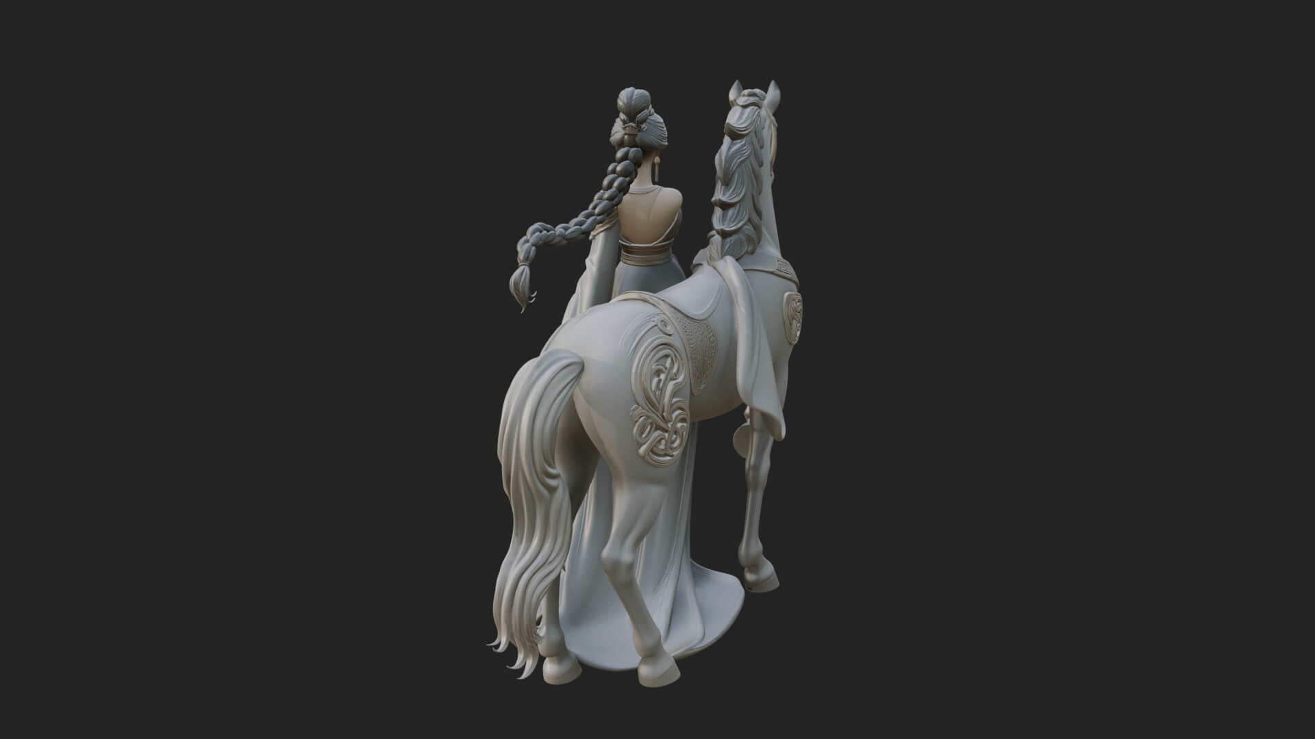 Woman with White Horse Statue Design 7 3D Print Model 3D Model