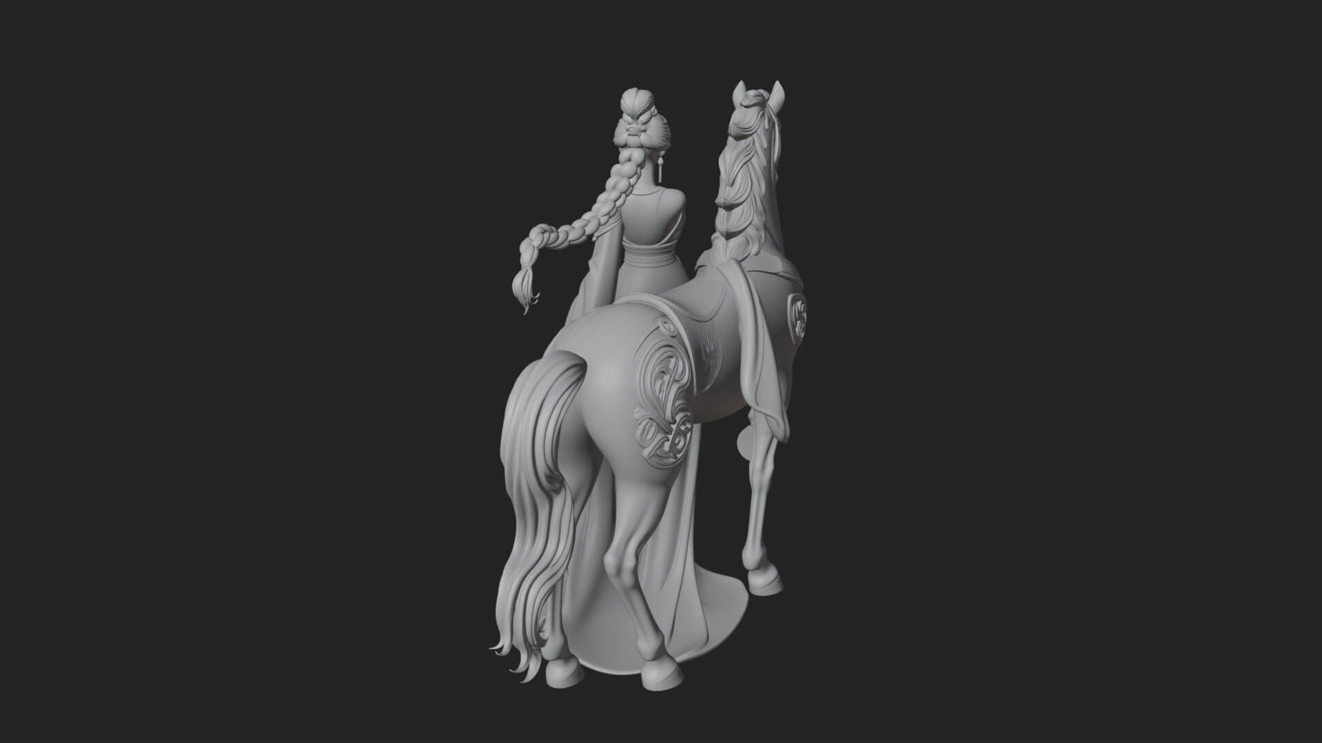 Woman with White Horse Statue Design 7 3D Print Model 3D Model