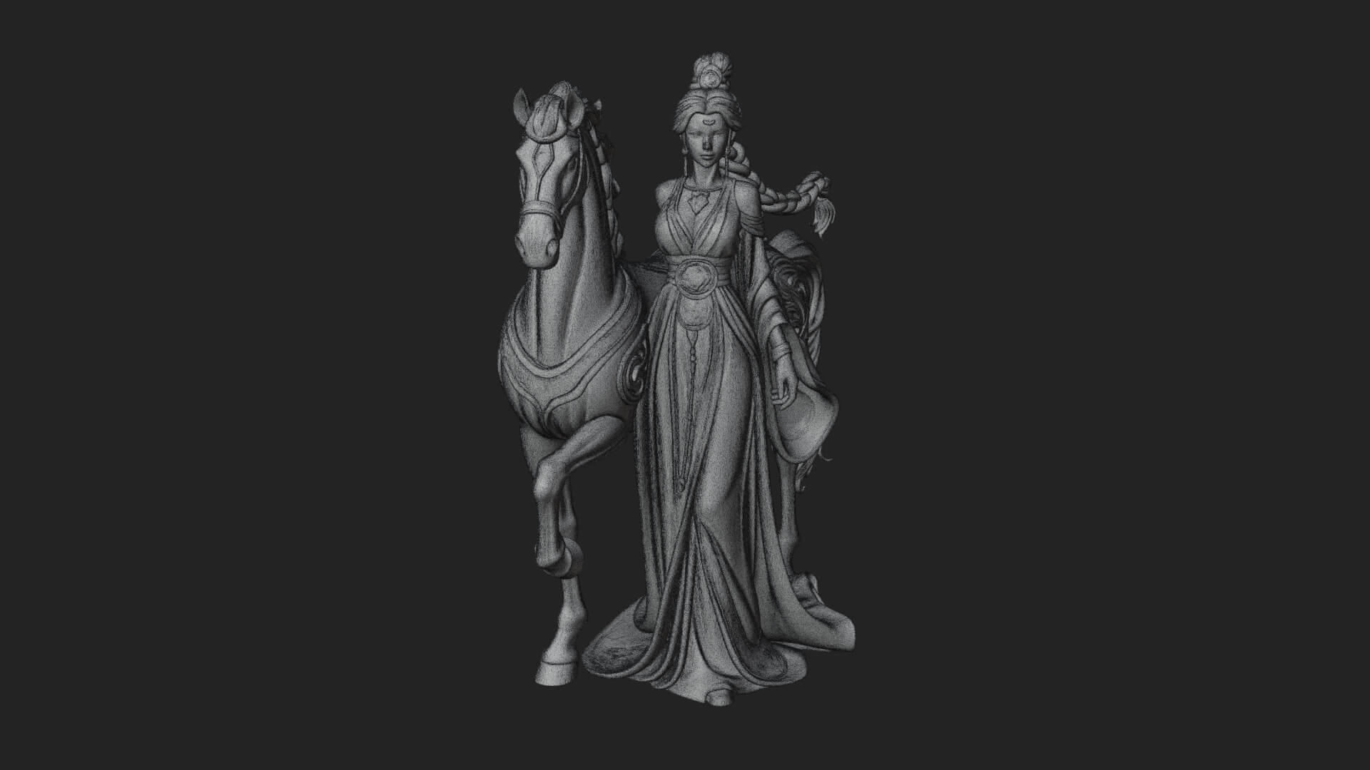 Woman with White Horse Statue Design 7 3D Print Model 3D Model