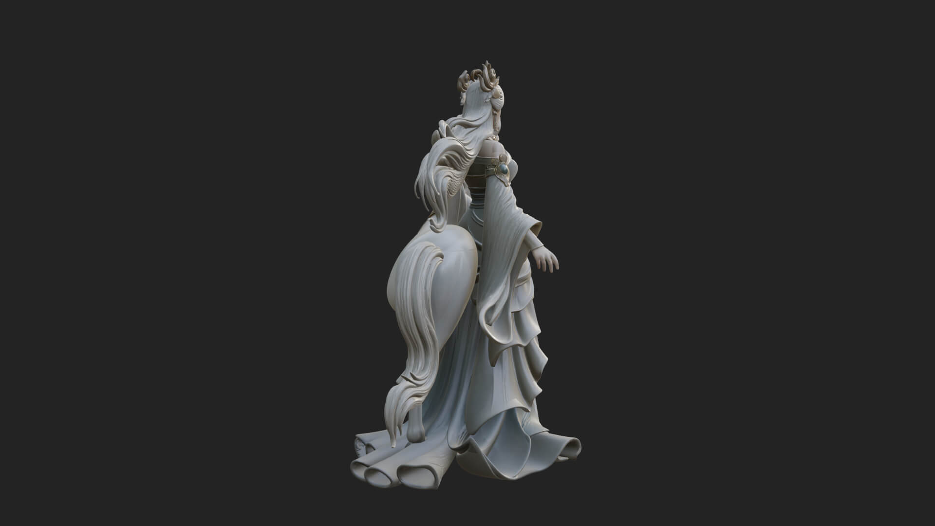 Woman with White Horse Statue Design 8 3D Print Model 3D Model
