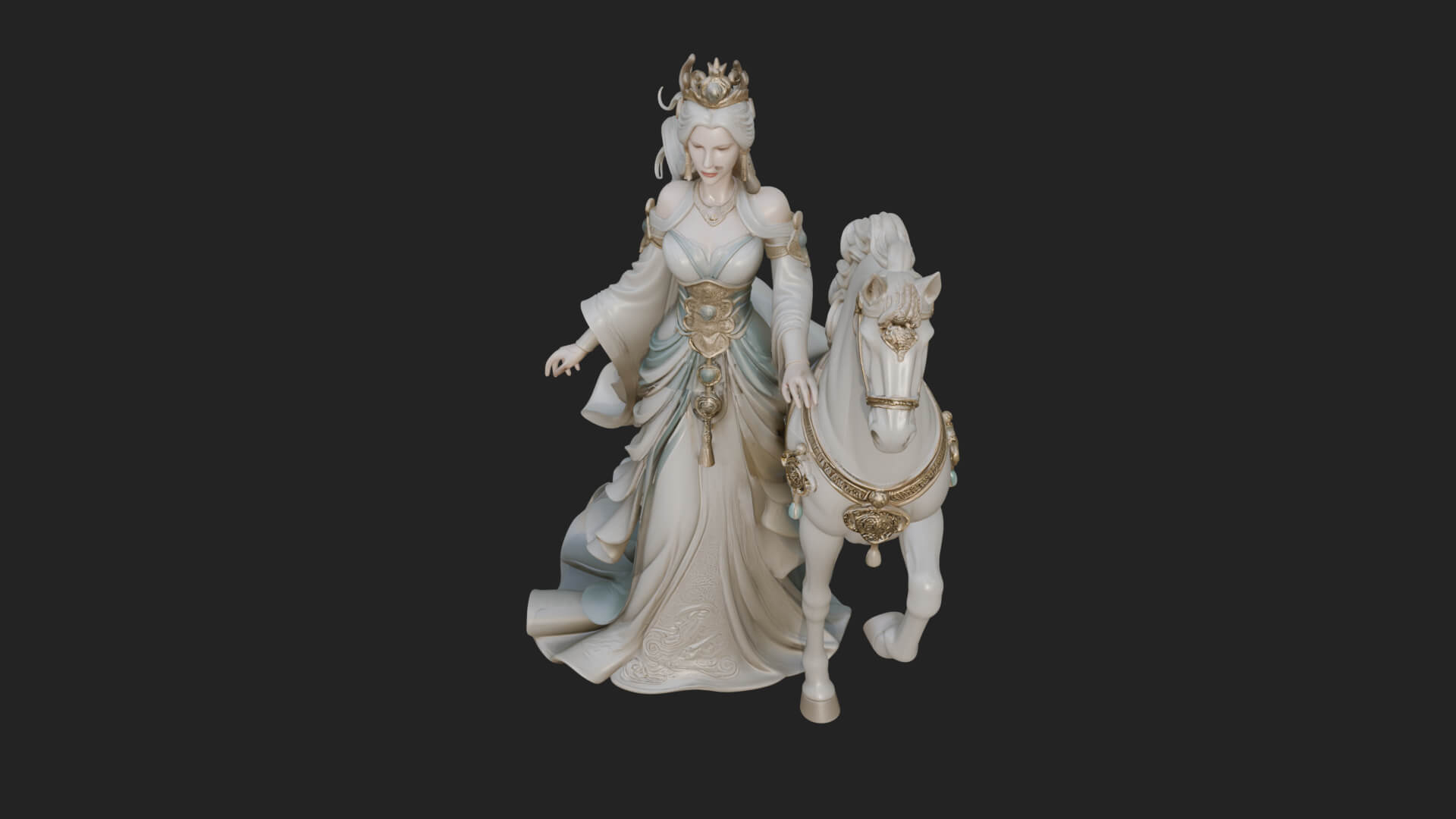 Woman with White Horse Statue Design 8 3D Print Model 3D Model