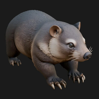 Wombat Statue Design 2 3D Print Model