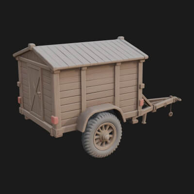 Wooden Cargo Trailer Model Design 1 3D Print Model
