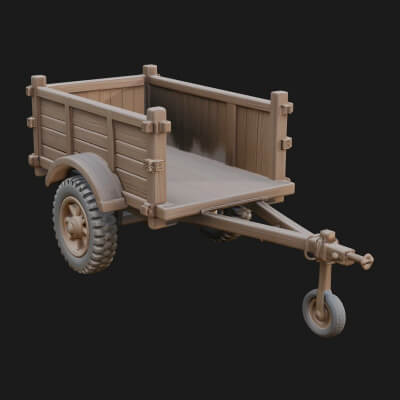 Wooden Cargo Trailer Model Design 3 3D Print Model