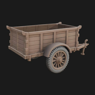 Wooden Cargo Trailer Model Design 4 3d Print Model