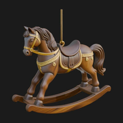 Wooden Rocking Horse Model Design 1 3D Print Model