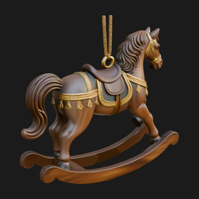 Wooden Rocking Horse Model Design 2 3D Print Model