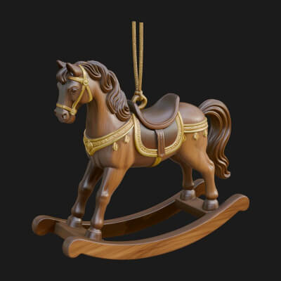 Wooden Rocking Horse Model Design 4 3D Print Model