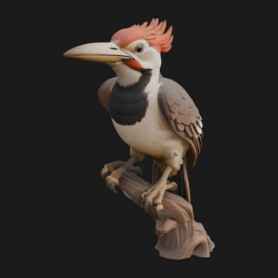 Woodpecker Bird Statue Design 1 3D Print Model
