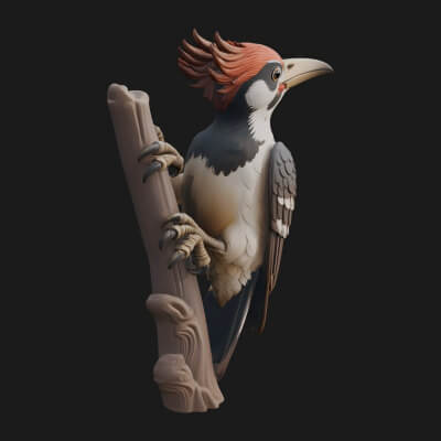 Woodpecker Bird Statue Design 3 3D Print Model