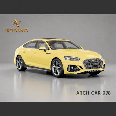 Yellow Performance Fastback Sedan - High Detail 3D Model