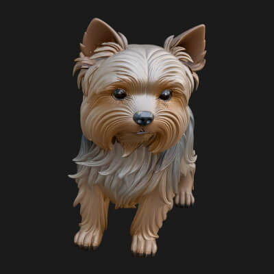 Yorkshire Terrier Dog Statue Design 1 3D Print Model