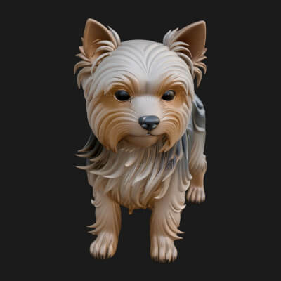 Yorkshire Terrier Dog Statue Design 2 3D Print Model