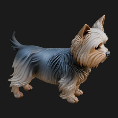 Yorkshire Terrier Dog Statue Design 4 3D Print Model