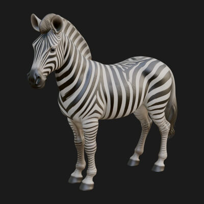 Zebra Statue Design 4 3D Print Model