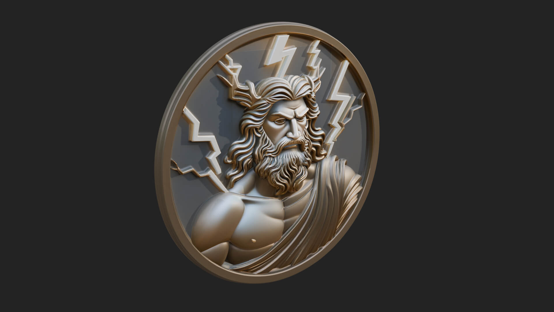 Zeus Relief Medallion Pendant Design 10 3D Print Model 3D Model