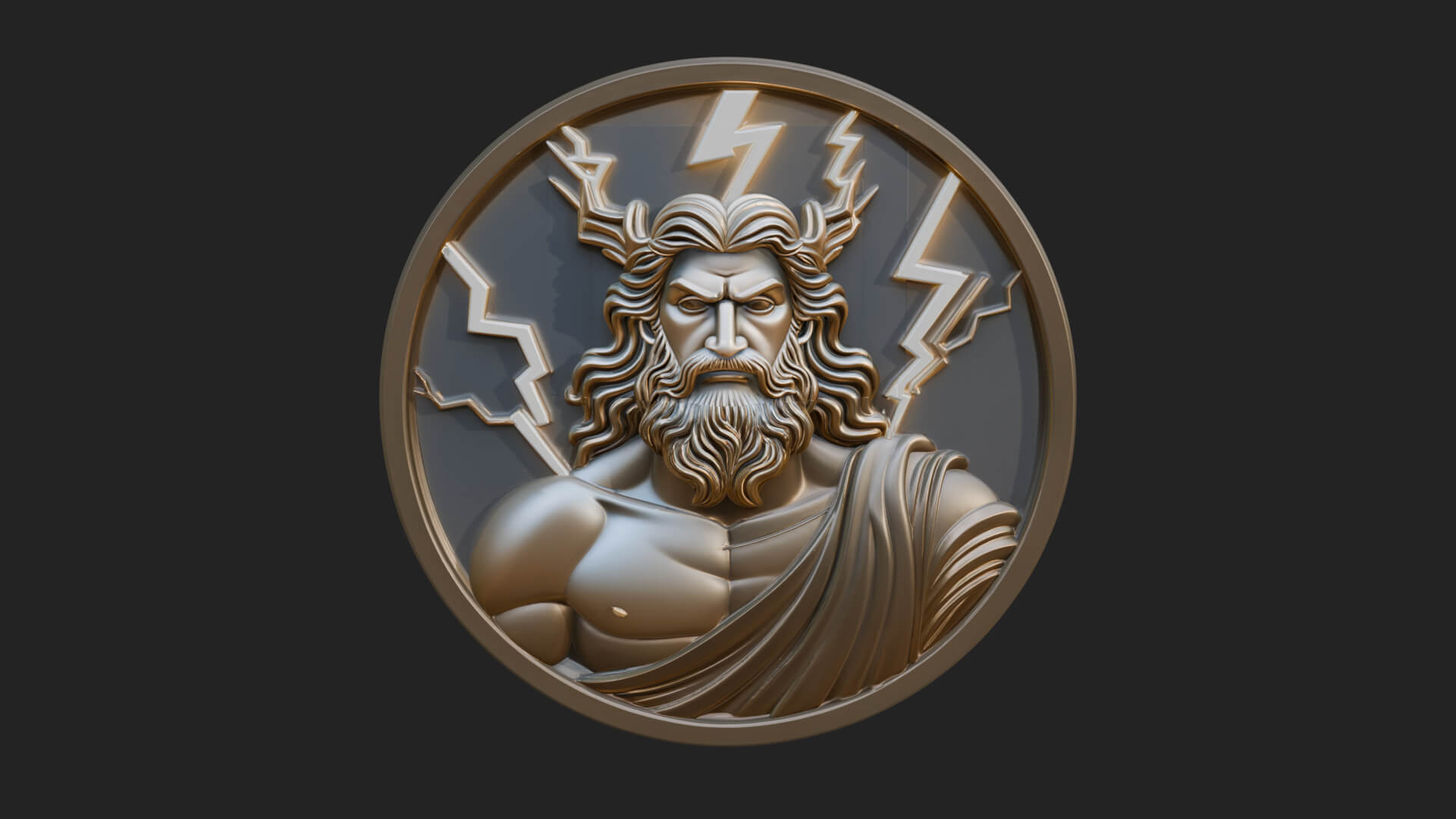 Zeus Relief Medallion Pendant Design 10 3D Print Model 3D Model