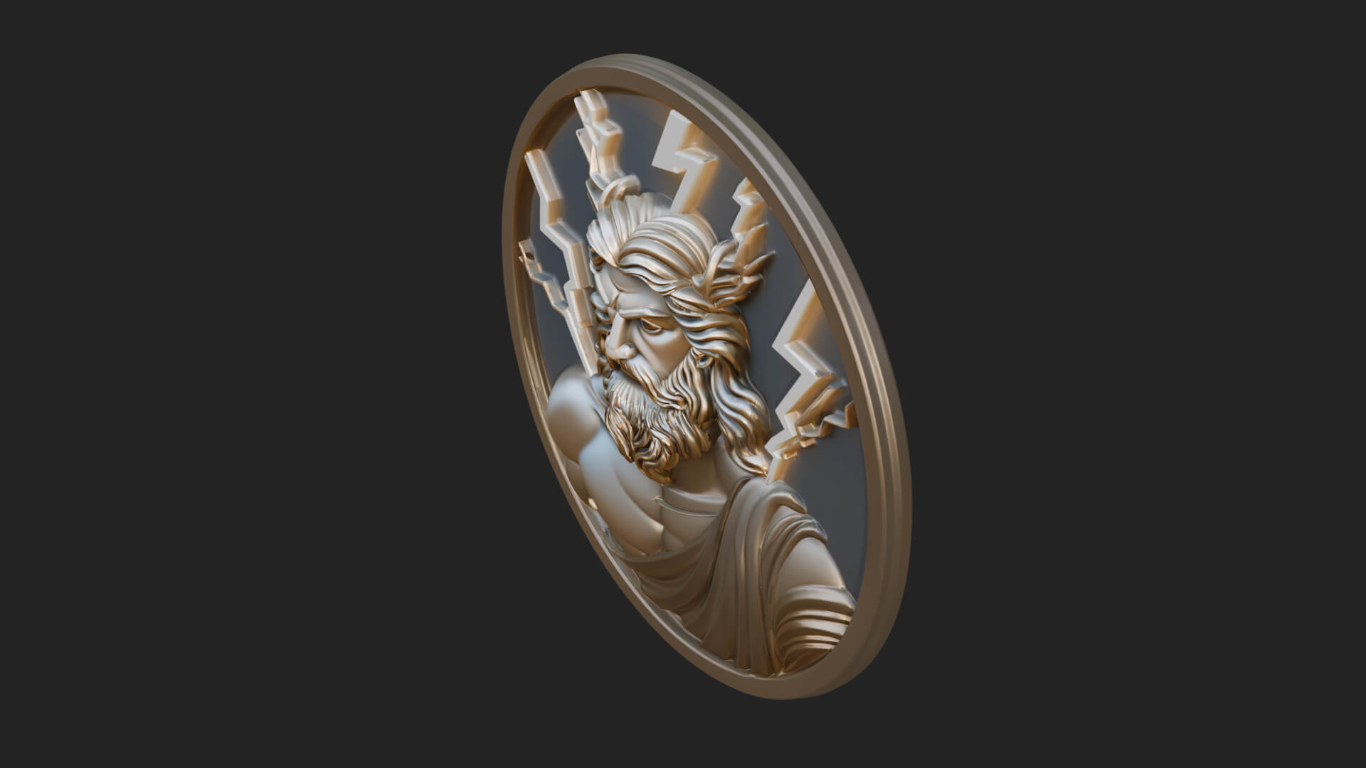 Zeus Relief Medallion Pendant Design 10 3D Print Model 3D Model