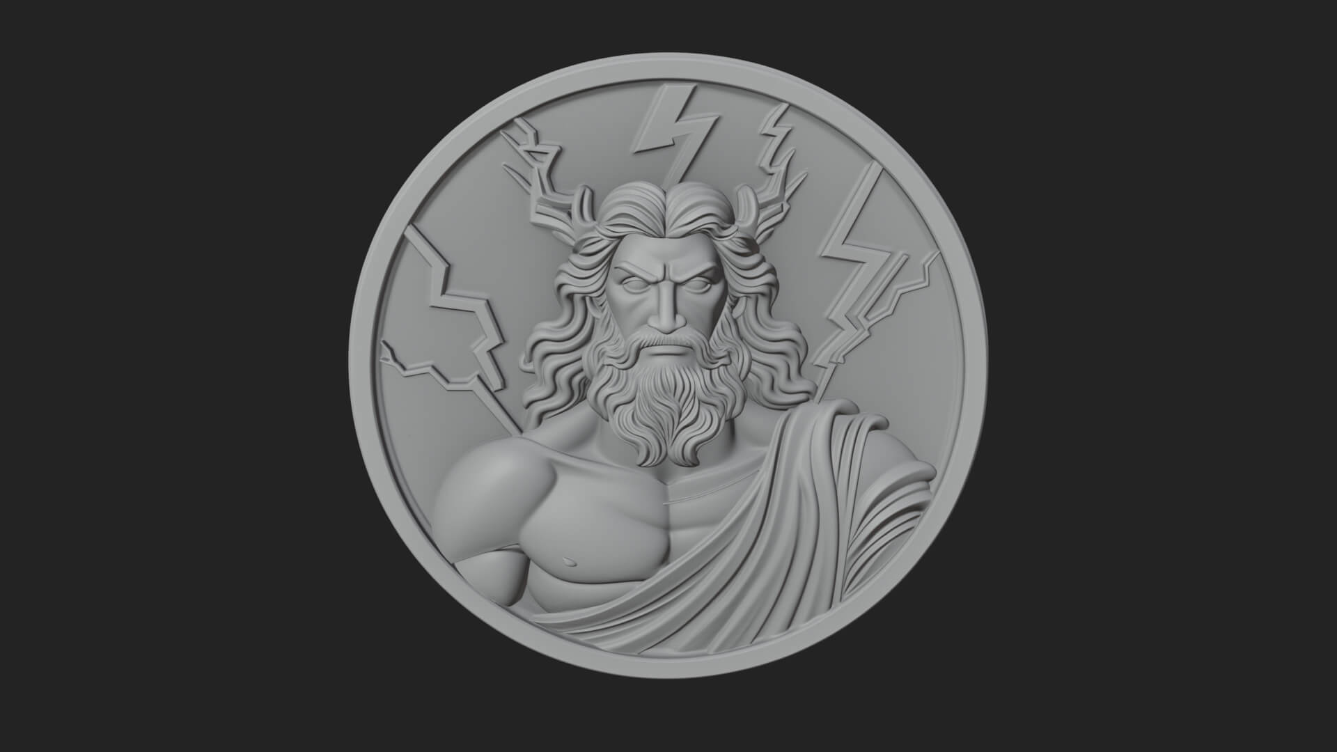 Zeus Relief Medallion Pendant Design 10 3D Print Model 3D Model