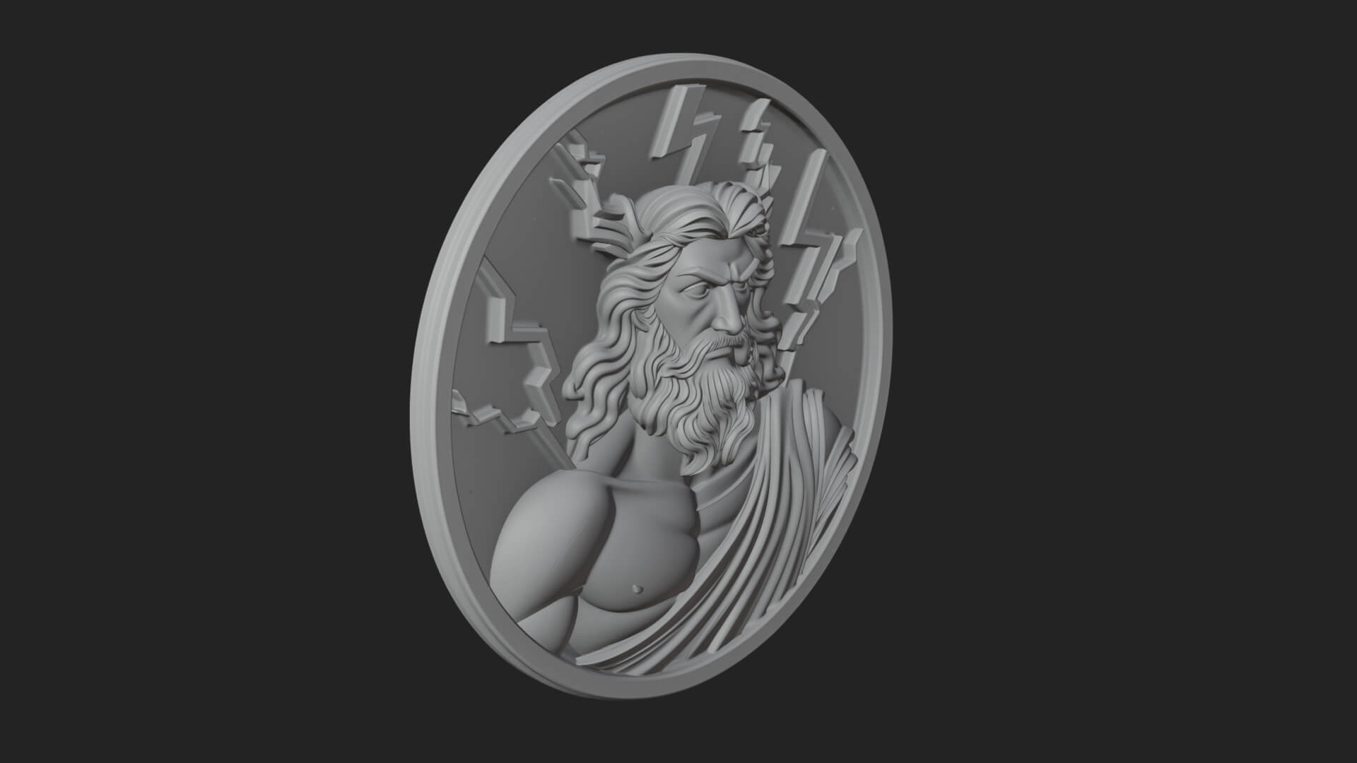 Zeus Relief Medallion Pendant Design 10 3D Print Model 3D Model