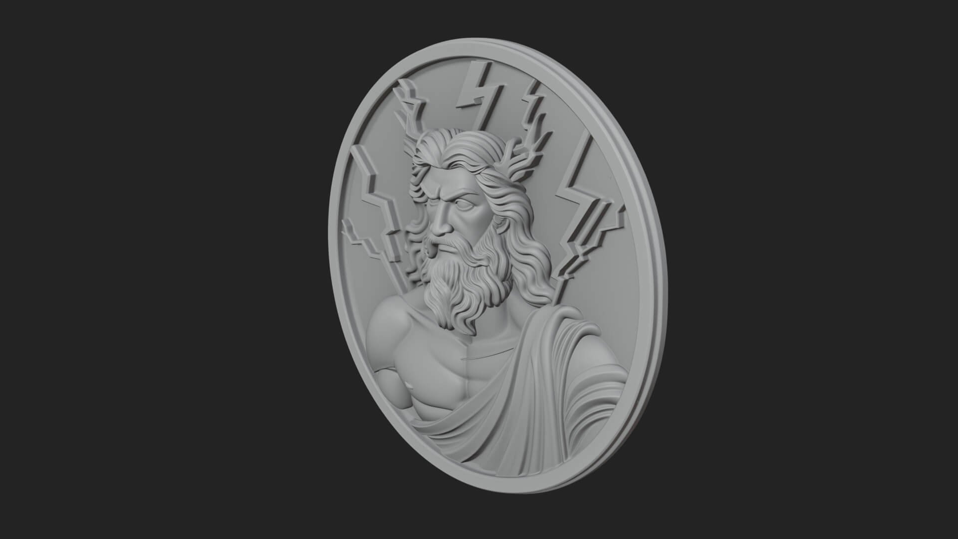 Zeus Relief Medallion Pendant Design 10 3D Print Model 3D Model