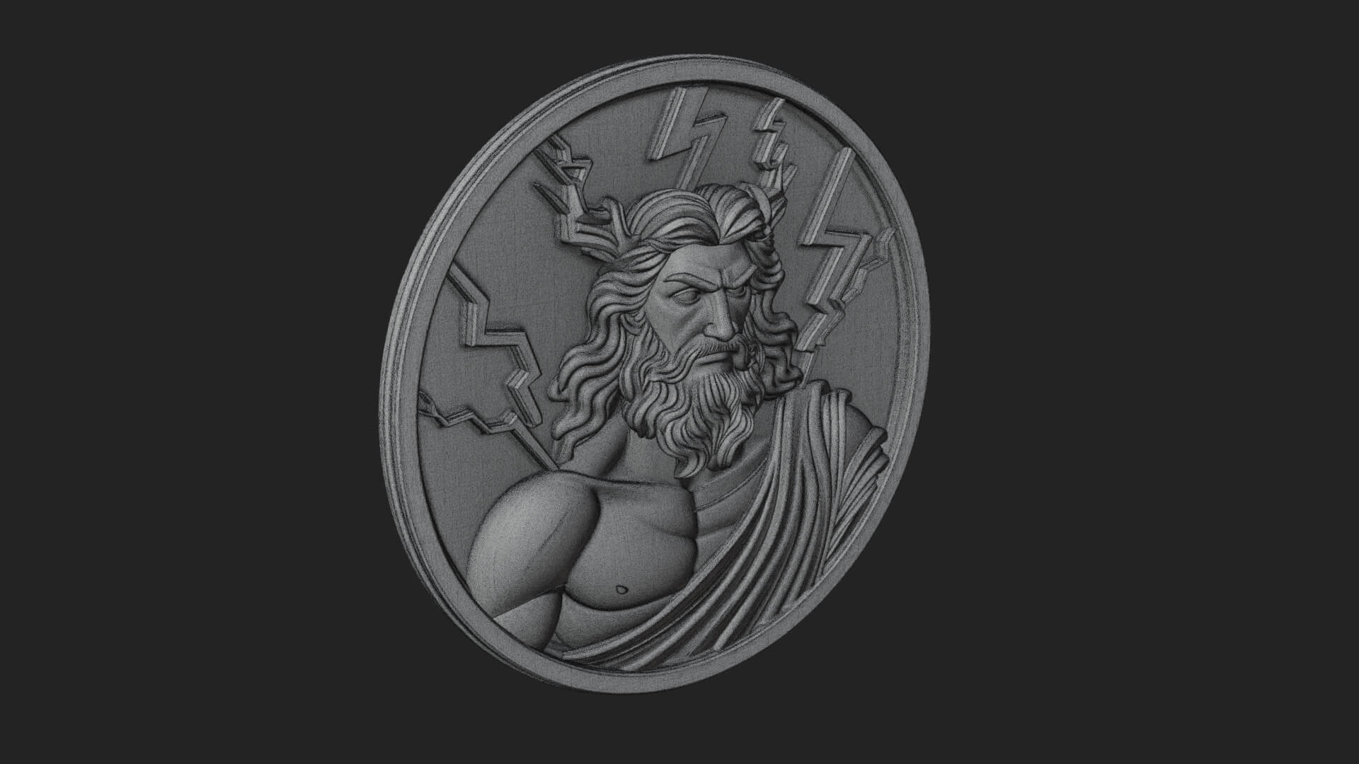 Zeus Relief Medallion Pendant Design 10 3D Print Model 3D Model