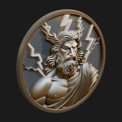 Zeus Relief Medallion Pendant Design 10 3D Print Model
