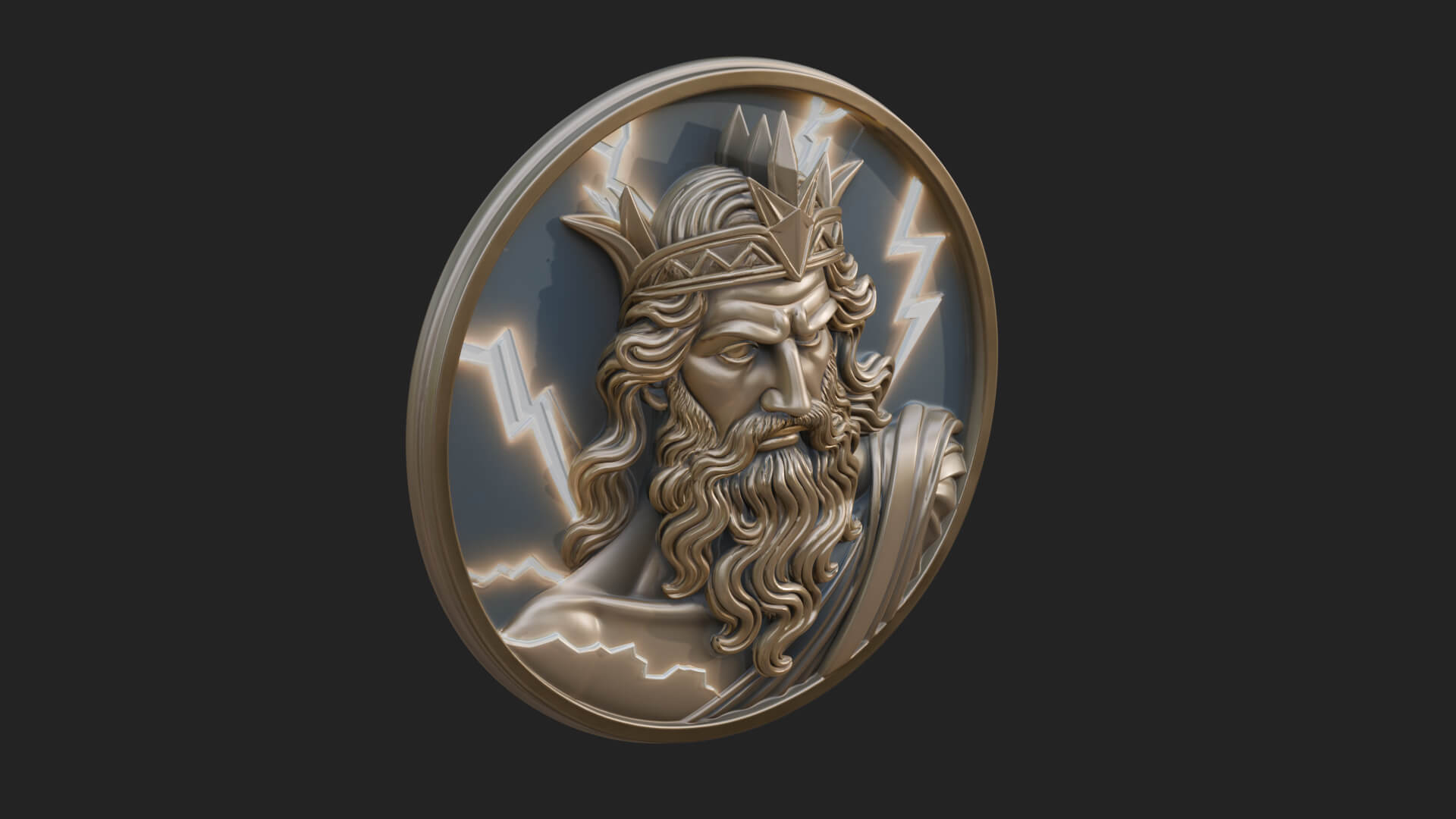 Zeus Relief Medallion Pendant Design 11 3D Print Model 3D Model