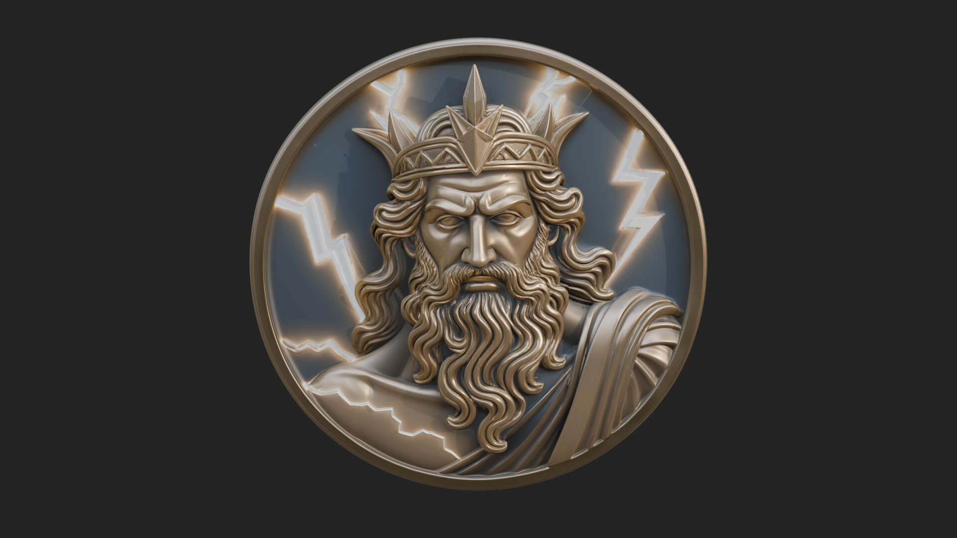 Zeus Relief Medallion Pendant Design 11 3D Print Model 3D Model