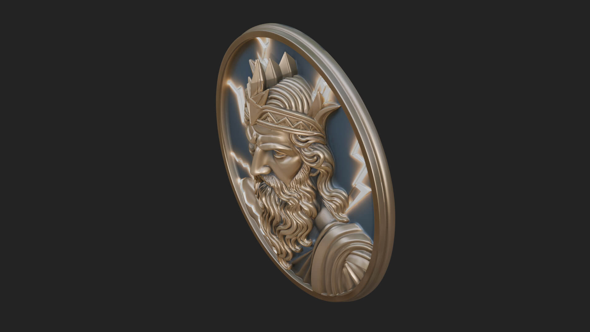 Zeus Relief Medallion Pendant Design 11 3D Print Model 3D Model