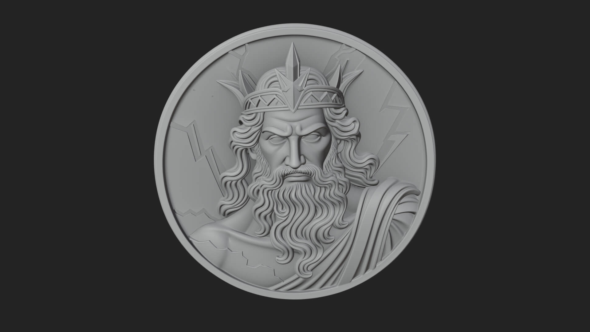 Zeus Relief Medallion Pendant Design 11 3D Print Model 3D Model