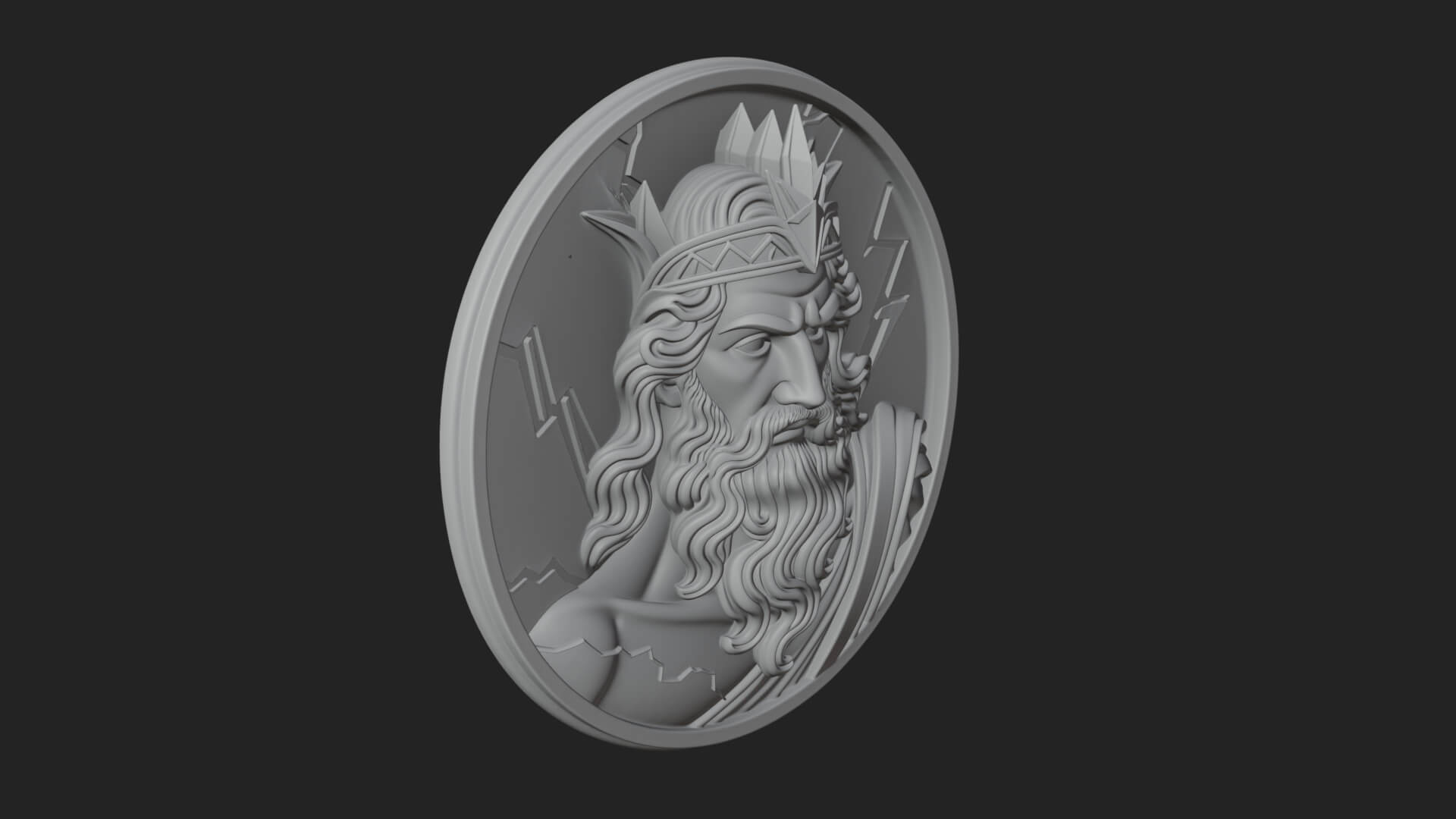Zeus Relief Medallion Pendant Design 11 3D Print Model 3D Model