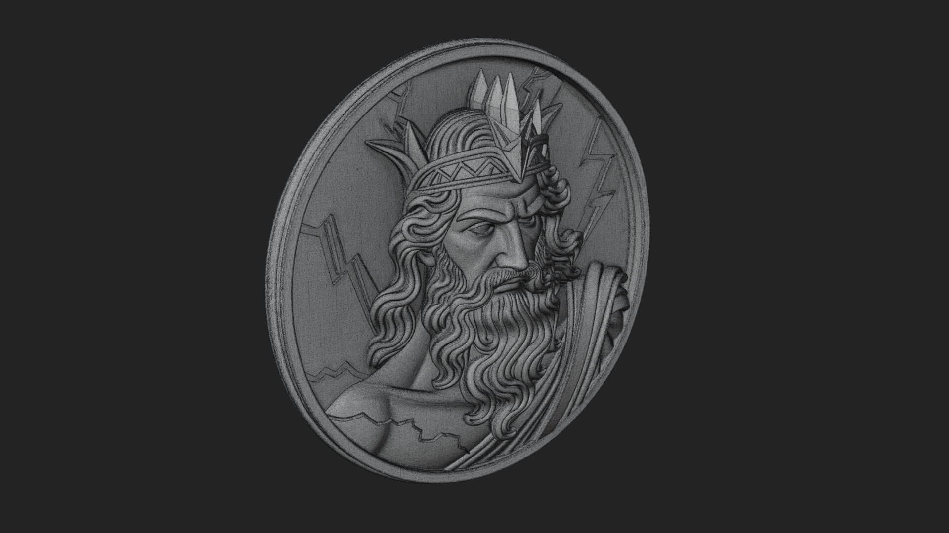 Zeus Relief Medallion Pendant Design 11 3D Print Model 3D Model