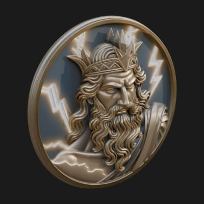 Zeus Relief Medallion Pendant Design 11 3D Print Model