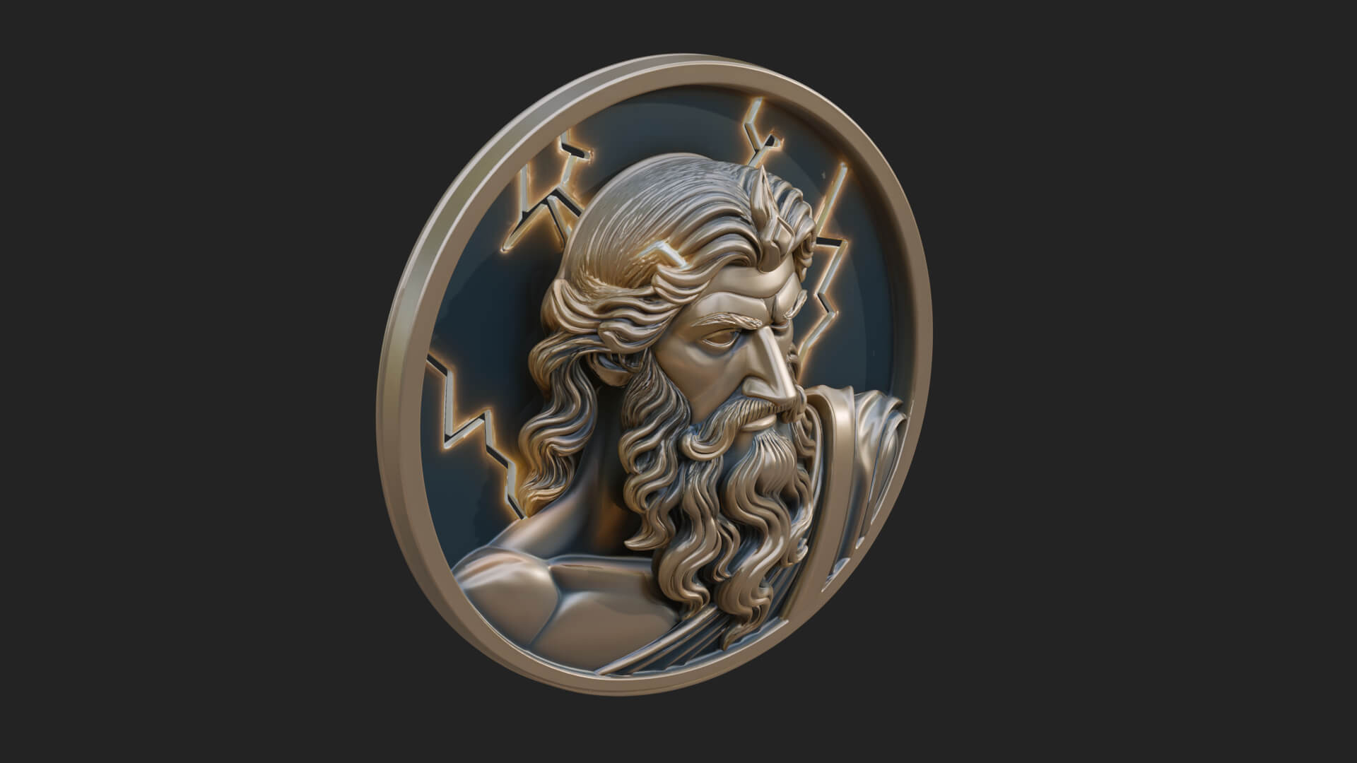Zeus Relief Medallion Pendant Design 12 3D Print Model 3D Model